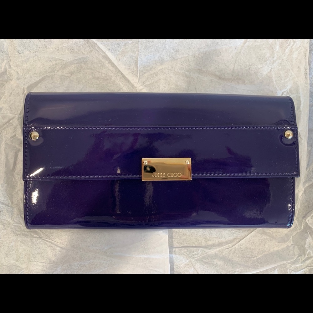 SOLD! NEW Jimmy Choo Reese Clutch, Patent Leather,Purple
